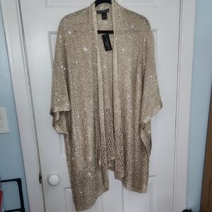 Lauren Michelle Gold Sequin Cardigan 1X